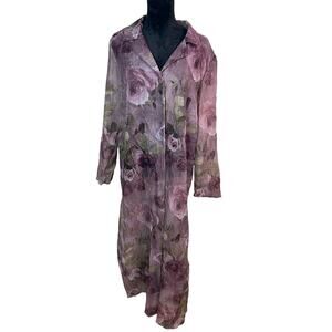 midnight velvet Vintage Floral Jacket  Long Pink Cottagecore Rose size 16